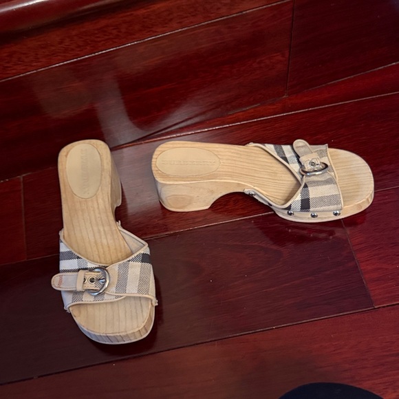 Burberry Black and Cream Checkered Mules - Picture 2 of 3